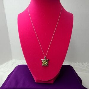 Sterling Silver Peridot Turtle Necklace